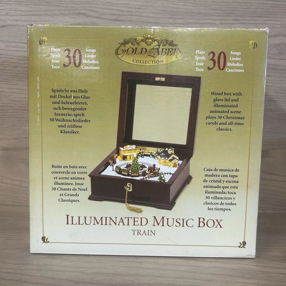 Mr. Christmas Gold Label Illuminated Music Box Train 30 Songs Working w Box